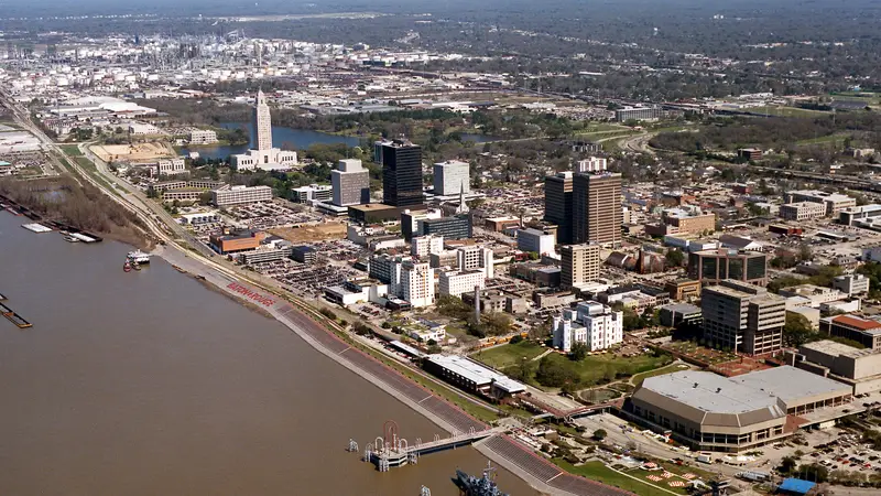 Baton Rouge Louisiana waterfront aerial view