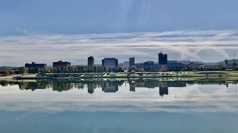 Downtown Huntington and the Ohio River 2019