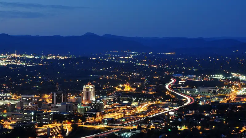 Roanoke City (Virginia) from Mill Mountain Star at Dusk
