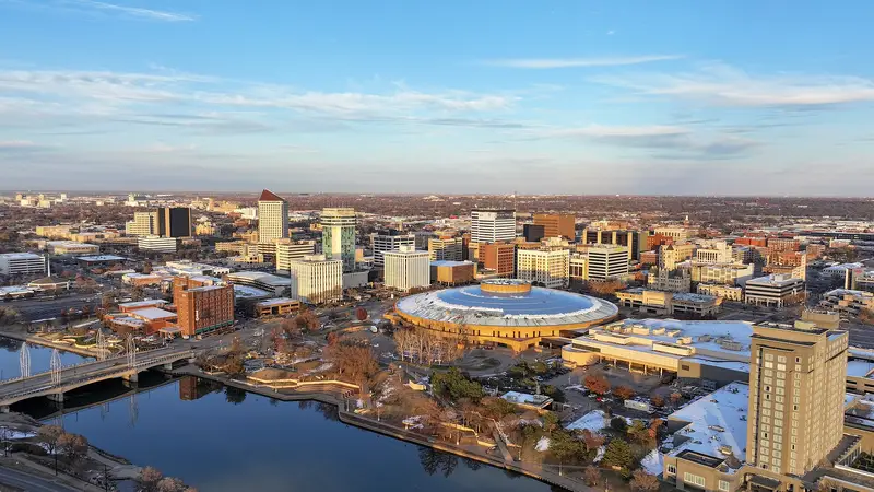 Wichita, Kansas skyline aerial view