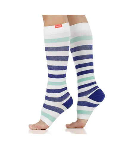 VIM & VIGR Thick Stripe Open-Toe Compression Socks (20-30 mmHg)